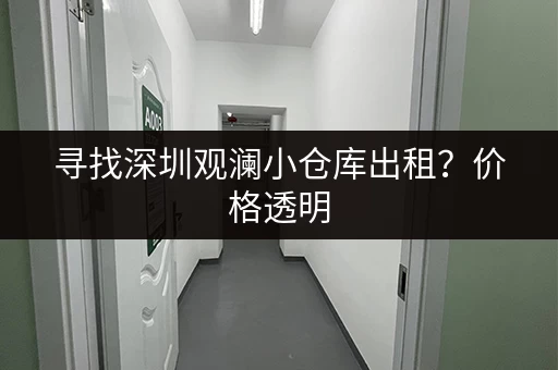 寻找深圳观澜小仓库出租？价格透明，服务周到！