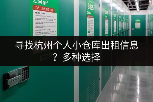 寻找杭州个人小仓库出租信息？多种选择，总有一款适合您