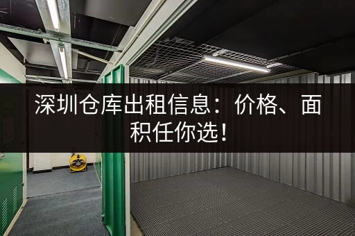 深圳小仓库出租哪家性价比高？避坑指南来啦