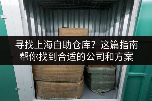 寻找上海自助仓库？这篇指南帮你找到合适的公司和方案