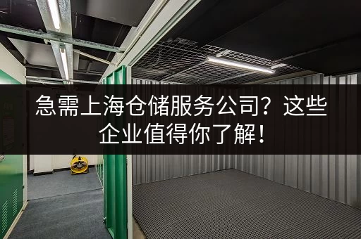 急需上海仓储服务公司？这些企业值得你了解！