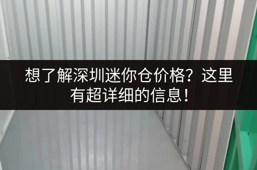 想了解深圳迷你仓价格?这里有超详细的信息! 想了解深圳迷你仓价格?这里有超详细的信息!
