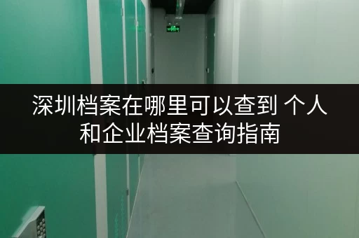 深圳档案在哪里可以查到 个人和企业档案查询指南 深圳档案在哪里可以查到 个人和企业档案查询指南